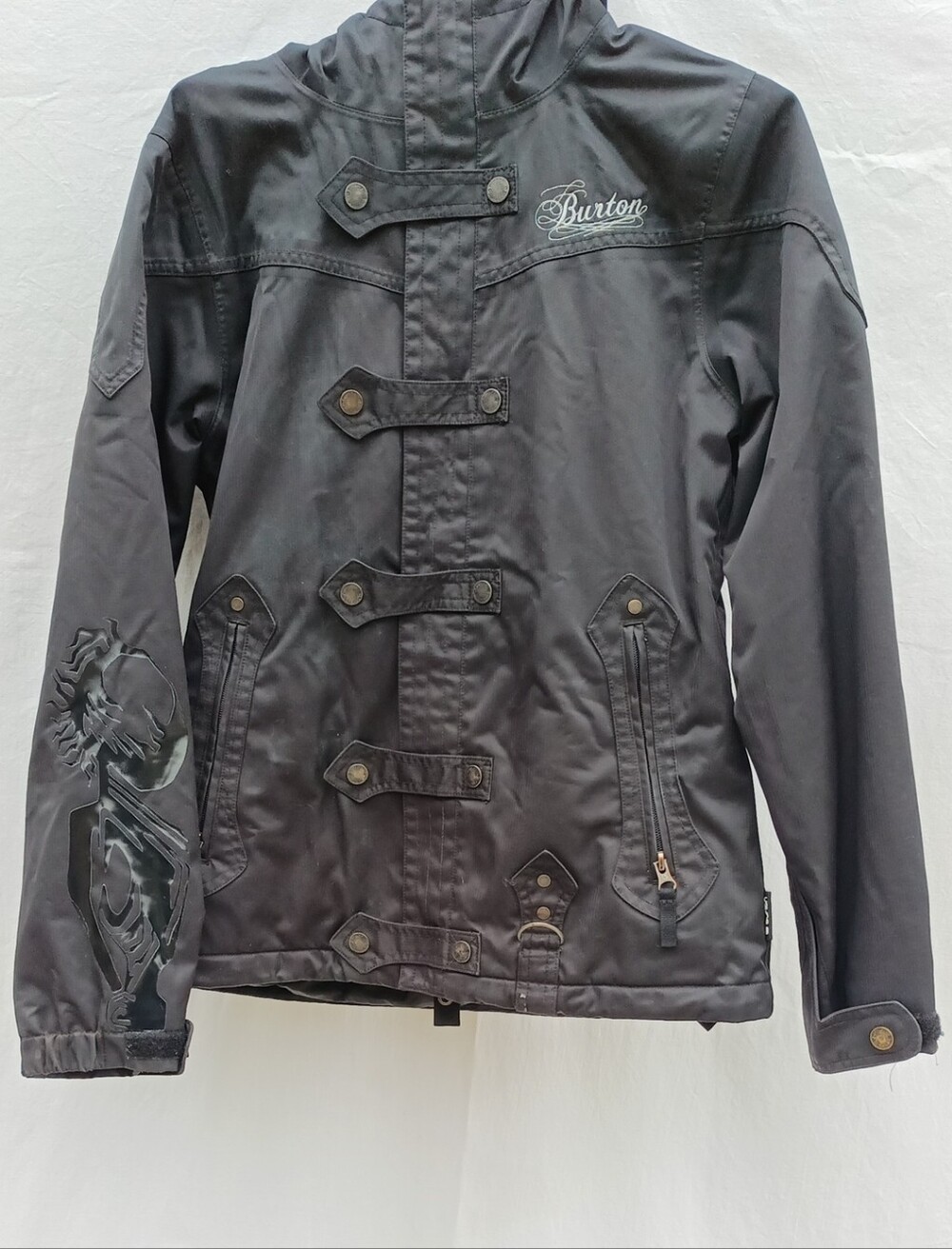 Burton Black Military-Style Hooded Field Jacket